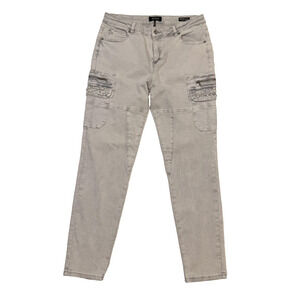 Buffalo David Bitton Jeans Womens 32 Gray Harlow Skinny Cargo Beaded Stretch